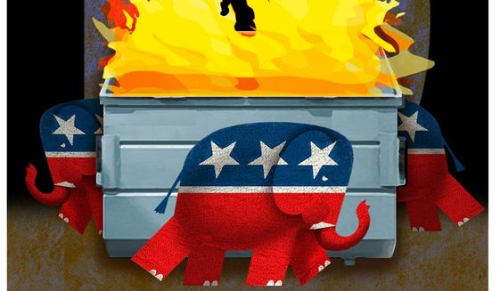 Illustration on the GOP&#39;s shallow attacks on Biden policies by Alexander Hunter/The Washington Times