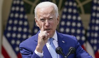In this April 8, 2021, file photo, President Joe Biden gestures as he speaks about gun violence prevention in the Rose Garden at the White House in Washington. Biden will mark his 100th day in office on Thursday, April 29. (AP Photo/Andrew Harnik, File)