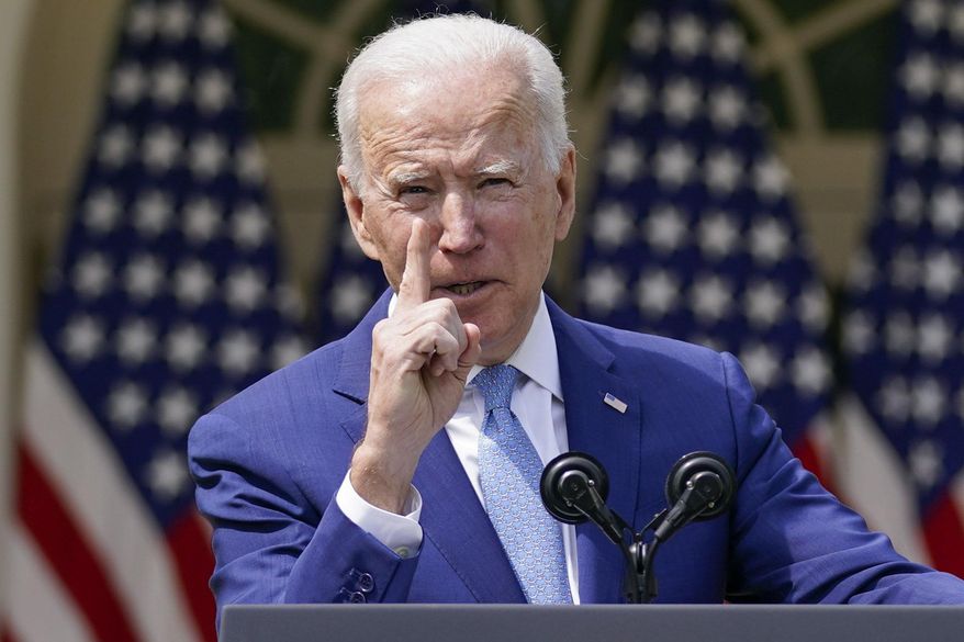 In this April 8, 2021, file photo, President Joe Biden gestures as he speaks about gun violence prevention in the Rose Garden at the White House in Washington. Biden will mark his 100th day in office on Thursday, April 29. (AP Photo/Andrew Harnik, File)