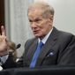 Former Sen. Bill Nelson, nominee to be administrator of NASA, speaks during a Senate Committee on Commerce, Science, and Transportation confirmation hearing, Wednesday, April 21, 2021 on Capitol Hill in Washington. (Saul Loeb/Pool via AP)