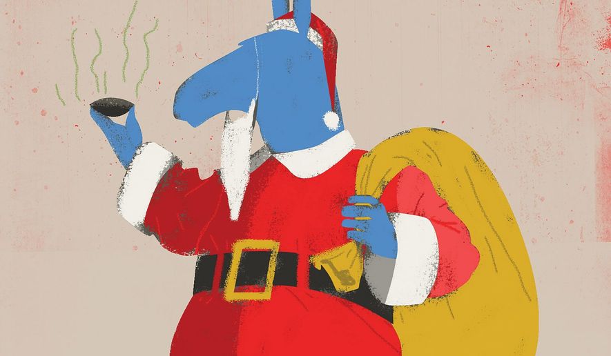 Dem Donkey Biden Santa Claus Illustration by Linas Garsys/The Washington Times