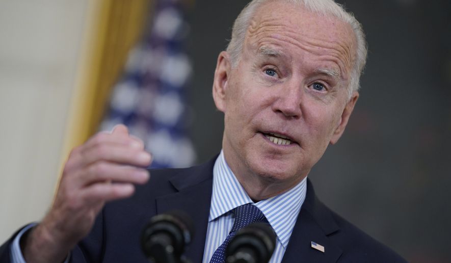 President Joe Biden speaks about the COVID-19 vaccination program, in the State Dining Room of the White House, Tuesday, May 4, 2021, in Washington. (AP Photo/Evan Vucci)