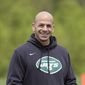 New York Jets coach Robert Saleh looks on during NFL football rookie camp, Friday, May 7, 2021, in Florham Park, N.J.(AP Photo/Bill Kostroun)