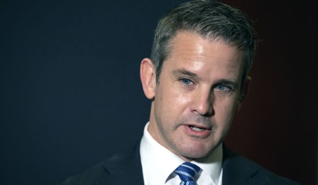 Rep. Adam Kinzinger, R-Ill., speaks to the media after Rep. Liz Cheney, R-Wyo., was ousted from her leadership role in the House Republican Conference, Wednesday, May 12, 2021 at the Capitol in Washington. (AP Photo/Amanda Andrade-Rhoades)