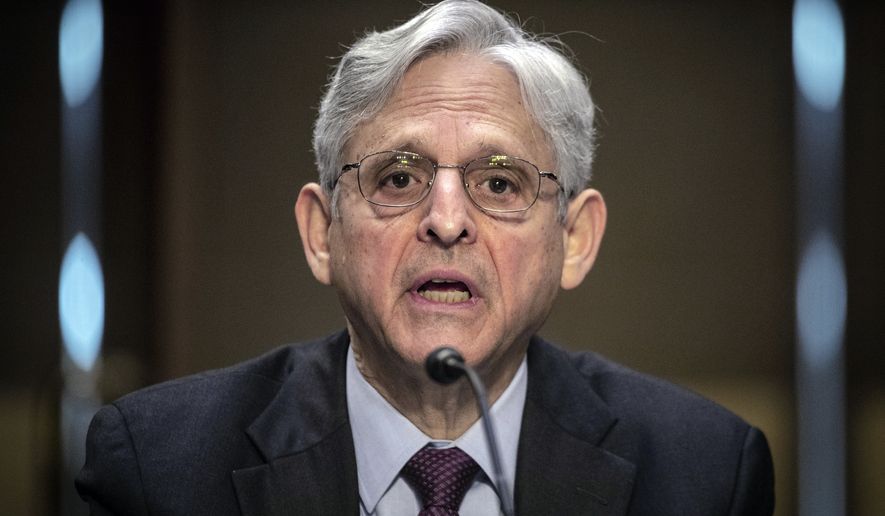 Attorney General Merrick Garland testifies before the Senate Appropriations committee hearing to examine domestic extremism, Wednesday, May 12, 2021 on Capitol Hill in Washington.  (Photo by Bill O&#x27;Leary/The Washington Post via AP, Pool)