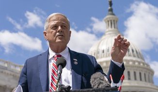 Rep. Ralph Norman, R-S.C., speaks during a news conference, Wednesday, May 12, 2021, with Rep. Dan Bishop, R-N.C., expressing their opposition to &quot;critical race theory,&quot; on Capitol Hill in Washington. (AP Photo/Jacquelyn Martin)