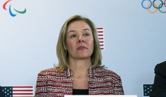 In this Feb. 18, 2020, file photo, United States Olympic and Paralympic Committee CEO Sarah Hirshland listens during a briefing with the U.S. Olympic and Paralympic Committee and Los Angeles 2028 organizers in Beverly Hills, Calif. A boycott of next year&#x27;s Beijing Olympics will not solve any geopolitical issues with China and will only serve to place athletes training for the games under a “cloud of uncertainty,” according to a letter, Hirshland, the head of the U.S. Olympic and Paralympic Committee, wrote to Congress on Thursday, May 13, 2021. Her letter specifically addressed those who believe a boycott of the Winter Games next February would serve as an effective diplomatic tool to protest China&#x27;s alleged abuses toward Uyghurs, Tibetans and Hong Kong residents.  (AP Photo/Evan Vucci, File) **FILE**