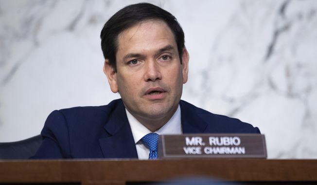 In this April 14, 2021, file photo, Sen. Marco Rubio, R-Fla., speaks during a Senate Select Committee on Intelligence hearing on Capitol Hill in Washington. (Saul Loeb/Pool via AP) ** FILE **