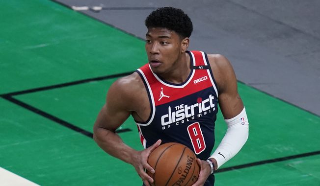 Washington Wizards forward Rui Hachimura (8) during the first half of an NBA basketball Eastern Conference Play-in game, Tuesday, May 18, 2021, in Boston. (AP Photo/Charles Krupa) **FILE**