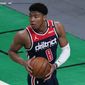Washington Wizards forward Rui Hachimura (8) during the first half of an NBA basketball Eastern Conference Play-in game, Tuesday, May 18, 2021, in Boston. (AP Photo/Charles Krupa) **FILE**