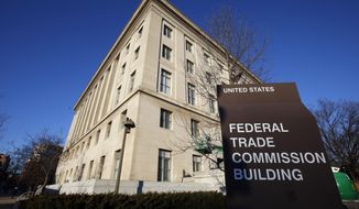This Jan. 28, 2015, file photo, shows the Federal Trade Commission building in Washington.    (AP Photo/Alex Brandon, File)  **FILE**