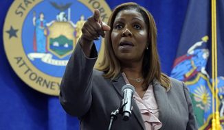 New York Attorney General Letitia James addresses a news conference at her office, in New York, Friday, May 21, 2021. James said Friday that an ongoing investigation surrounding Gov. Andrew Cuomo will &amp;quot;conclude when it concludes,&amp;quot; and said she has ignored criticism from his top aide that the probe is politically motivated. (AP Photo/Richard Drew)