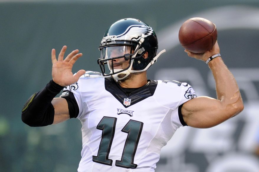 FILE - In this Sept. 3, 2015, file photo, Philadelphia Eagles quarterback Tim Tebow throws a pass before a preseason NFL football game against the New York Jets in East Rutherford, N.J. Tebow and coach Urban Meyer are together again, this time in the NFL and with Tebow playing a new position. The former Florida star and 2007 Heisman Trophy-winning quarterback signed a one-year contract with the Jacksonville Jaguars on Thursday, May 20, 2021, and will attempt to revive his pro career as a tight end. (AP Photo/Bill Kostroun, FIle)