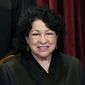 Associate Justice Sonia Sotomayor sits during a group photo at the Supreme Court in Washington, Friday, April 23, 2021. (Erin Schaff/The New York Times via AP, Pool) ** FILE **