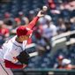 Washington Nationals starting pitcher Patrick Corbin delivers during the first inning of a baseball game against the Baltimore Orioles, Sunday, May 23, 2021, in Washington. (AP Photo/Al Drago)