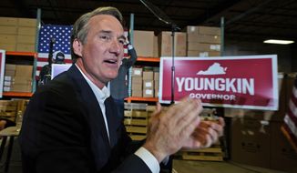 Republican gubernatorial candidate Glenn Youngkin arrives for an event in Richmond, Va., on Tuesday, May 11, 2021. (AP Photo/Steve Helber) **FILE**