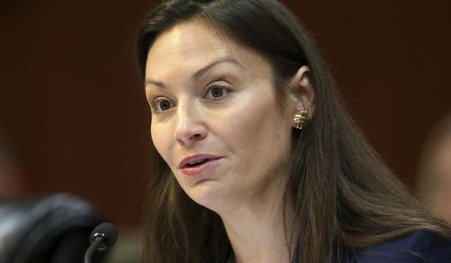 In this June 4, 2019 file photo, Commissioner of Agriculture Nikki Fried, speaks during a meeting of the Florida cabinet, in Tallahassee, Fla. Fried, the only Democrat currently holding statewide office, has teased a June 1 date to publicly announce whether she will run for Florida governor. (AP Photo/Steve Cannon, File)