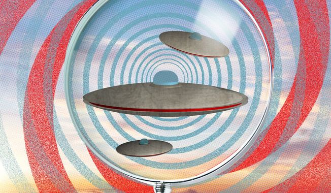Illustration on UFOs by Linas Garsys/The Washington Times
