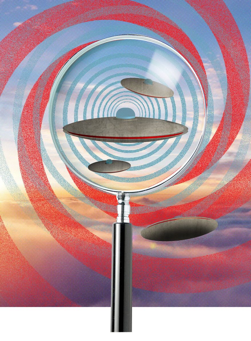 Illustration on UFOs by Linas Garsys/The Washington Times
