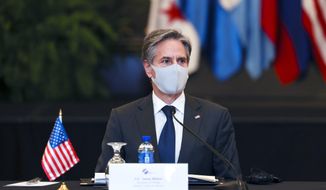 U.S. Secretary of State Antony Blinken attends a meeting with the foreign ministers of Mexico and Central American Integration System (SICA) member states at Intercontinental Hotel Costa Rica,  in San Jose, Costa Rica, Tuesday,  June 1, 2021. (Evelyn Hockstein/Pool via AP) **FILE**