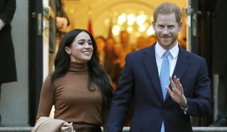 Prince Harry and Meghan, the Duke and Duchess of Sussex, leave after visiting Canada House on Jan. 7, 2020, in London. The second baby for the Duke and Duchess of Sussex is officially here: Meghan gave birth to a healthy girl on Friday, June 4, 2021. (AP Photo/Frank Augstein, File)