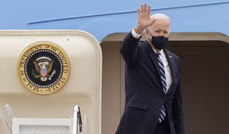 FIn this March 16, 2021, file photo, President Joe Biden waves from the top of the steps of Air Force One at Andrews Air Force Base, Md. On Biden’s first foreign trip as president, he will find many of his hosts in Europe welcoming but wary after a tense four years between Europe and the U.S. under former President Donald Trump. (AP Photo/Susan Walsh, File)