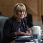 Sen. Maggie Hassan, D-N.H., questions Colonial Pipeline CEO Joseph Blount during a Senate Homeland Security and Government Affairs Committee on Tuesday, June 8, 2021, on Capitol Hill, in Washington. (Graeme Jennings/Pool via AP) ** FILE **