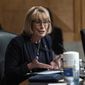 Sen. Maggie Hassan, D-N.H., questions Colonial Pipeline CEO Joseph Blount during a Senate Homeland Security and Government Affairs Committee on Tuesday, June 8, 2021, on Capitol Hill, in Washington. (Graeme Jennings/Pool via AP) ** FILE **