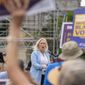 Sen. Kirsten Gillibrand, D-N.Y., speaks at a rally in front of the Supreme Court in Washington, Wednesday, June 9, 2021, to support the Senate&#x27;s upcoming election bill. (AP Photo/Andrew Harnik)