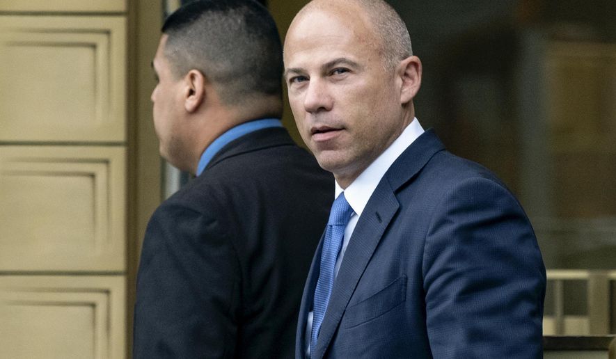 In this July 23, 2019, file photo, California attorney Michael Avenatti walks from a courthouse in New York, after facing charges. On Wednesday, June 9, 2021, Avenatti&#39;s lawyers said he should spend no more than six months behind bars after a jury concluded he tried to extort $25 million from Nike. (AP Photo/Craig Ruttle, File)