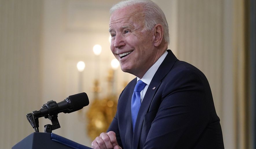 President Joe Biden takes questions from reporters at the White House in April. (AP Photo/Evan Vucci, File)