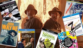 Best movie picks for Father&#39;s Day include &quot;My Fair Lady,&quot; &quot;John Wayne Essential 14 Movie Collection,&quot; &quot;The Father,&quot; &quot;Shrek: 20th Anniversary Edition,&quot; &quot;Fast Times at Ridgemont High,&quot; &quot;Ziegfeld Follies,&quot; &quot;Speed&quot; and, in the background, Henry Jones Sr. and his famous son are in a bit of a a mess in &quot;Indiana Jones and the Last Crusade,&quot; part of the &quot;Indiana Jones 4-Movie Collection.&quot;