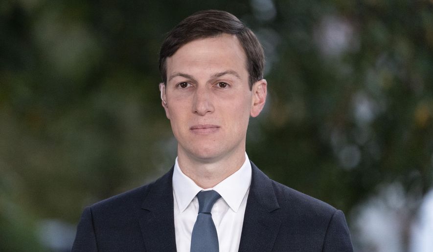 Jared Kushner does a television interview at the White House on Oct. 26, 2020, in Washington. Kushner is the son-in-law of former President Donald Trump and one of his top advisers during his administration. (AP Photo/Alex Brandon, File)