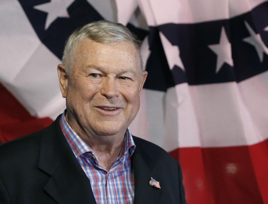In this Nov. 6, 2018 file photo, U.S. Rep. Dana Rohrabacher, R-Costa Mesa, addresses members of the media and supporters waiting for elections results at the Skosh Monahan&#x27;s Irish Pub in Costa Mesa, Calif. The former California representative confirmed he attended the riot at the U.S. Capitol on Jan. 6, 2021, after anonymous investigators online identified him in footage.  He said he went to protest what he called a fraudulent election.  (AP Photo/Damian Dovarganes, File)