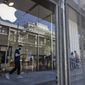 Security gates surround the Apple store on Thursday, June 3, 2021, in Portland, Ore., after the George Floyd protests. (AP Photo/Paula Bronstein) ** FILE **