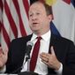 Colorado Governor Jared Polis makes a point during a news conference on the state&#x27;s response to the spread of the coronavirus Thursday, May 20, 2021, in Denver. (AP Photo/David Zalubowski)