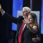 Former vice president Mike Pence and his wife Karen wave after he spoke during the Road to Majority convention at Gaylord Palms Resort &amp; Convention Center in Kissimmee, Fla., on Friday, June 18, 2021. (Stephen M. Dowell/Orlando Sentinel via AP)