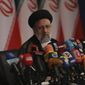 Iran&#39;s new President-elect Ebrahim Raisi speaks during a press conference in Tehran, Iran, Monday, June 21, 2021. (AP Photo/Vahid Salemi)