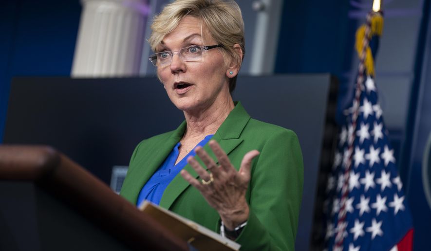 In this May 11, 2021 file photo Energy Secretary Jennifer Granholm speaks during a press briefing at the White House in Washington. (AP Photo/Evan Vucci, File)