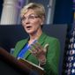 In this May 11, 2021 file photo Energy Secretary Jennifer Granholm speaks during a press briefing at the White House in Washington. (AP Photo/Evan Vucci, File)