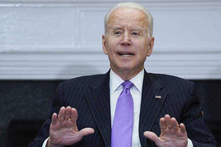 President Joe Biden speaks during a meeting in the Roosevelt Room of the White House, Tuesday, June 22, 2021, in Washington. (AP Photo/Evan Vucci)