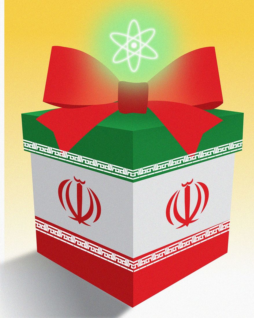 Iran, a nuclear deal and Biden illustration by Linas Garsys / The Washington Times
