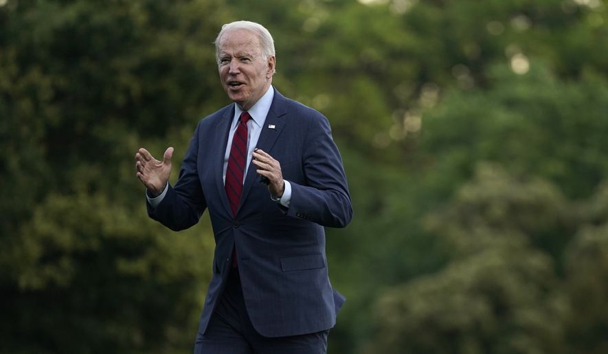 President Joe Biden arrives on the South Lawn of the White House after traveling to North Carolina, Thursday, June 24, 2021, in Washington. (AP Photo/Evan Vucci)