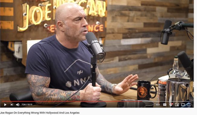 Podcaster Joe Rogan discusses Hollywood culture, June 17, 2021. (Image: YouTube, Breaking Points, &quot;Joe Rogan on Everything Wrong with Hollywood and Los Angeles&quot; interview landing page)