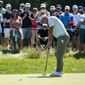 Bryson DeChambeau attempts a putt on the second green during the first round of the Travelers Championship golf tournament at TPC River Highlands, Thursday, June 24, 2021, in Cromwell, Conn. (AP Photo/John Minchillo)