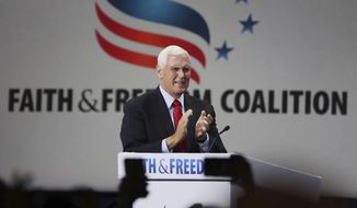 Former vice president Mike Pence speaks during the Road to Majority convention at Gaylord Palms Resort &amp;amp; Convention Center in Kissimmee, Fla., on Friday, June 18, 2021. (Stephen M. Dowell /Orlando Sentinel via AP) **FILE**