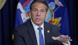 New York Gov. Andrew Cuomo speaks during a news conference, Wednesday, June 23, 2021, in New York. (AP Photo/Mary Altaffer) ** FILE **