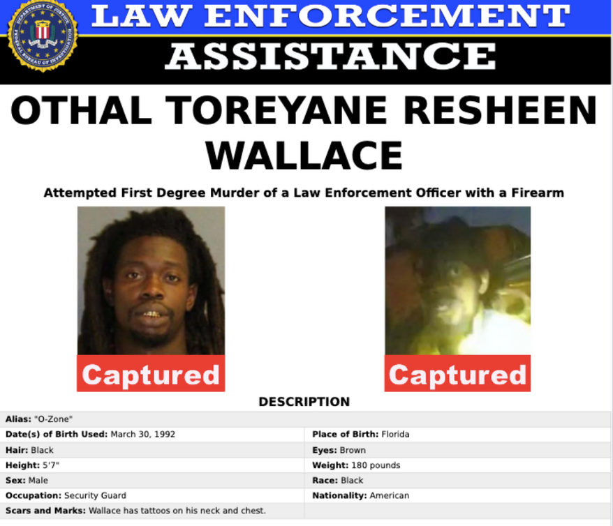 FBI wanted poster screen capture for Othal Toreyane Resheen Wallace. (www.fbi.gov)
