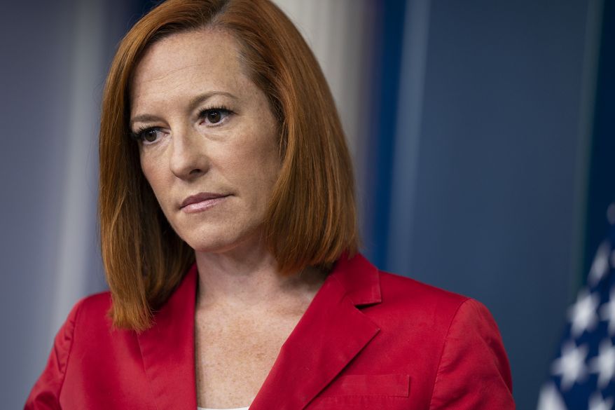 White House press secretary Jen Psaki listens to a question during a press briefing at the White House, Monday, June 28, 2021, in Washington. (AP Photo/Evan Vucci)