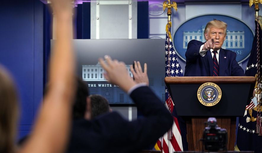 What once was: Then-President Trump faces reporters during a news conference at the White House on Sept. 4, 2020. (Associated Press)
